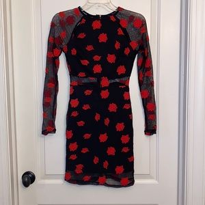 Navy & Red 🌹floral mini dress